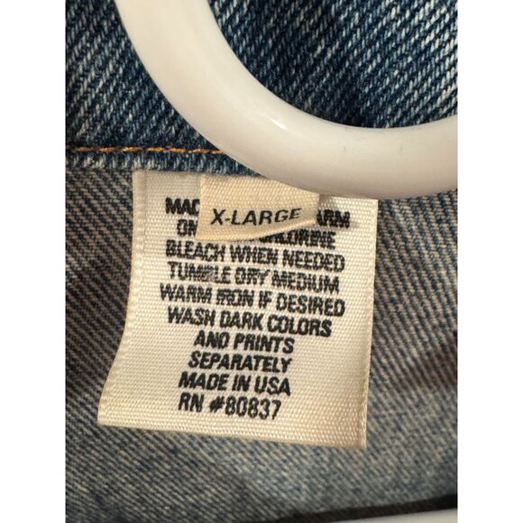 Vintage Denim Jean Jacket Coat Embossed Football Player Graphic X-Large Made USA - Picture 5 of 13